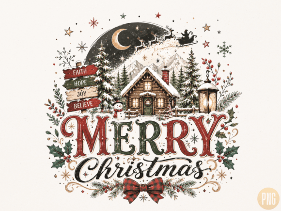 Download Merry Christmas Cozy Cabin PNG - Premium Resources