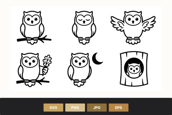 Download Cute Black White Owl Cartoon Vector - Owl Collection