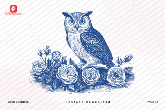 Download Hand Drawn Floral Vintage Owl PNG - Owl Collection