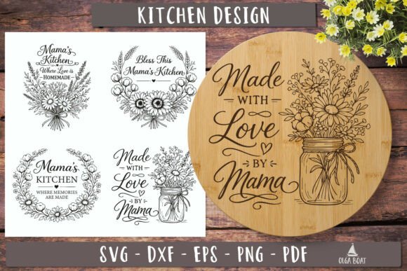 Download Mama Kitchen Floral SVG Cutting Board - Board Collection