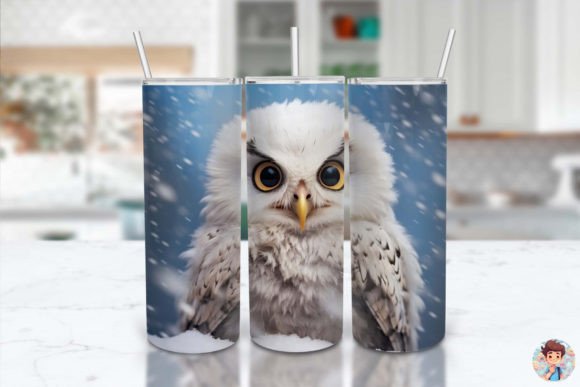 Download Baby Snow Owl Watercolor Tumbler Wrap - Owl Collection