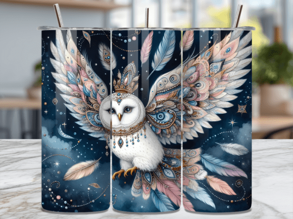 Download Mystical Galaxy Snow Owl Tumbler Wrap - Owl Collection