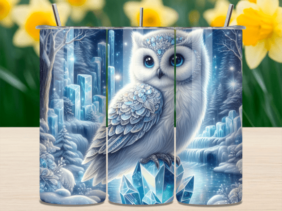 Download Fantasy White Snow Owl Ice Tumbler Wrap - Owl Collection