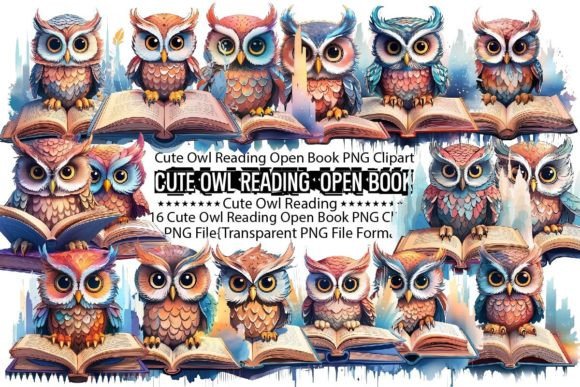 Download Cute Owl Reading Open Book Sublimation - Owl Collection