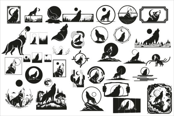 Download Bold Wolf Howling at the Moon Panel - Owl Collection