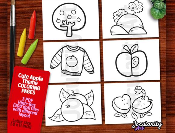Download Cute Printable Apple Theme Coloring Page - Print Collection