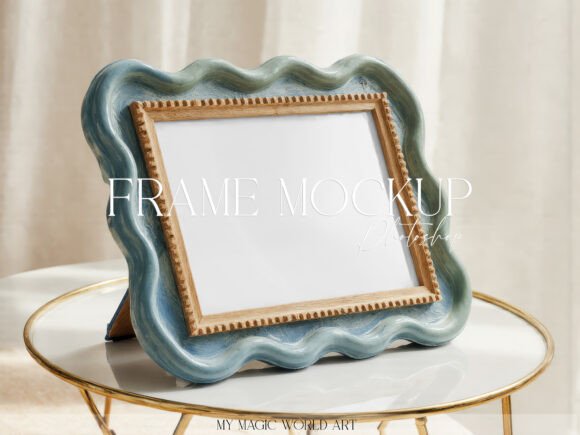 Download Blue Wavy Ceramic Frame Mockup Art Print - Print Collection
