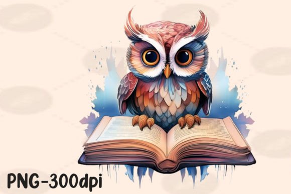 Download Cute Owl Reading Open Book Sublimation - Owl Collection