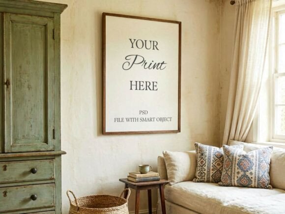 Download Rustic Farmhouse Frame Mockup PSD - Farm Collection
