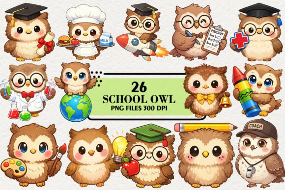 Download Kawaii Owl Back to School Clipart Bundle - Owl Collection