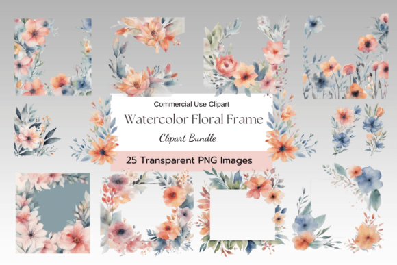 Download Dreamy Coral Watercolor Floral Frame PNG - Watercolor floral frame Collection
