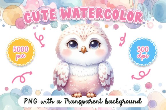 Download Cute Watercolor Snowy Owl - Owl Collection