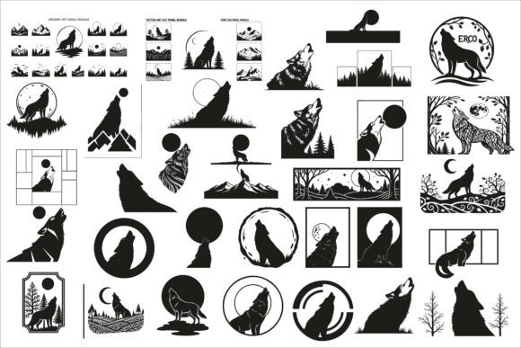 Download Bold Wolf Howling at the Moon Panel - Owl Collection