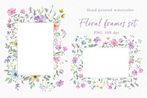 Download Watercolor Floral Frame Set - Watercolor floral frame Collection