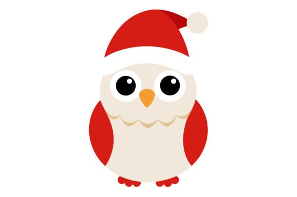 Download Cute Snow Owl Wearing Santa Hat Clip Art - Owl Collection