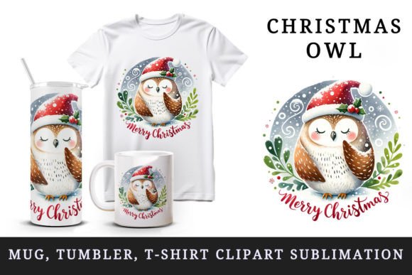 Download Christmas Owl Tumbler, Mug Wrap, Clipart - Owl Collection
