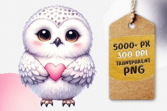 Download Cute Snowy Owl Holding a Heart - Owl Collection