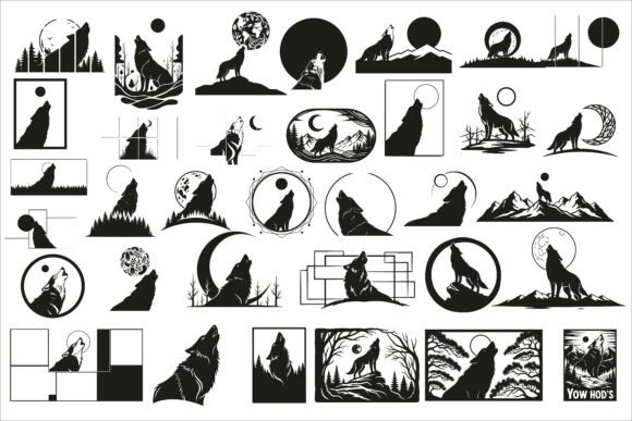 Download Bold Wolf Howling at the Moon Panel - Owl Collection