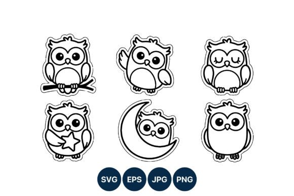 Download Cute Black White Owl Line Art - Owl Collection