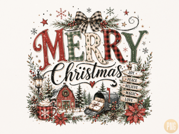 Download Merry Christmas Farmhouse PNG - Farm Collection