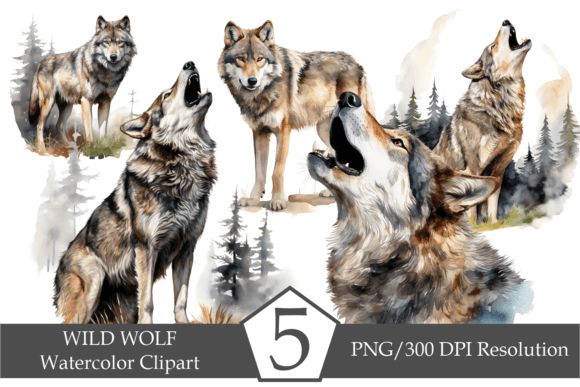 Download Watercolor Wild Wolf, Howling Wolf - Owl Collection