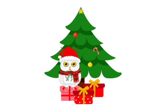 Download Cute Owl with Santa Hat &amp; Christmas Tree - Owl Collection