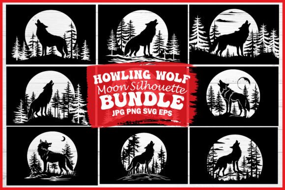 Download Howling Wolf Moon Silhouette Bundle - Owl Collection