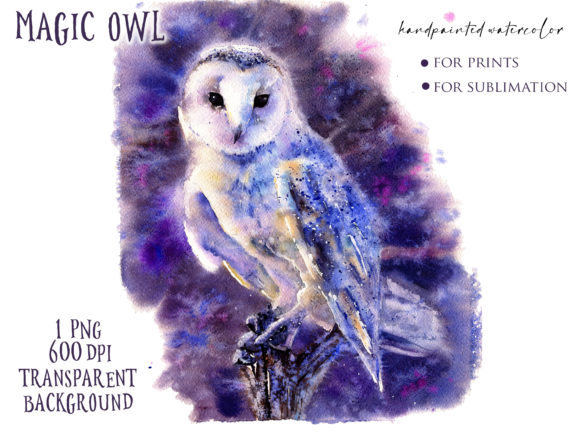 Download Magic Owl Watercolor Sublimation PNG - Owl Collection