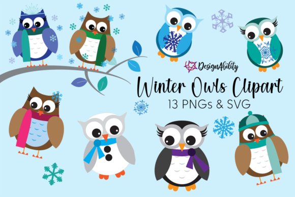 Download Winter Owls Clipart Set - Owl Collection