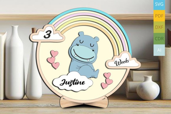 Download Baby Hippo Milestones Board Newborn Gift - Premium Resources